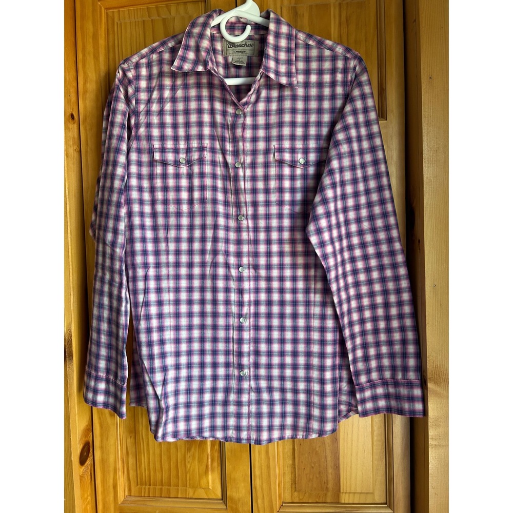 VT Wrangler Wrancher Women's L‎ Western Pearl Snap Button Down Long Sleeve